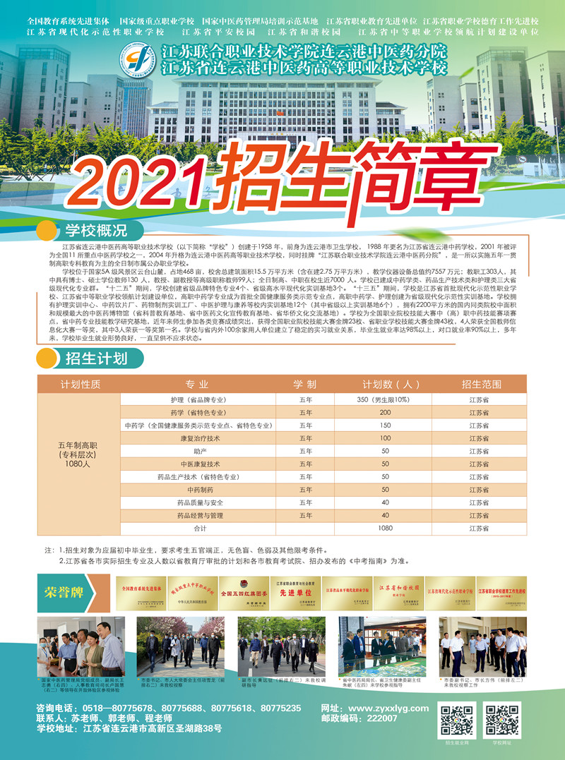 连云港中医药学校2021年招生简章